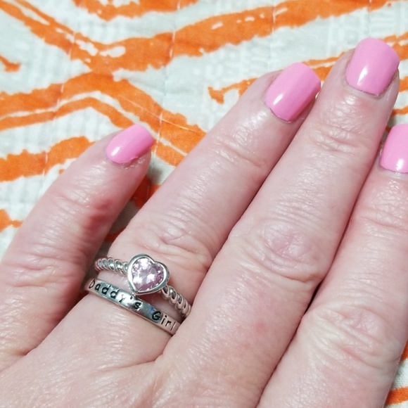 Sterling Silver .925 Pink Heart CZ Ring - Picture 5 of 8